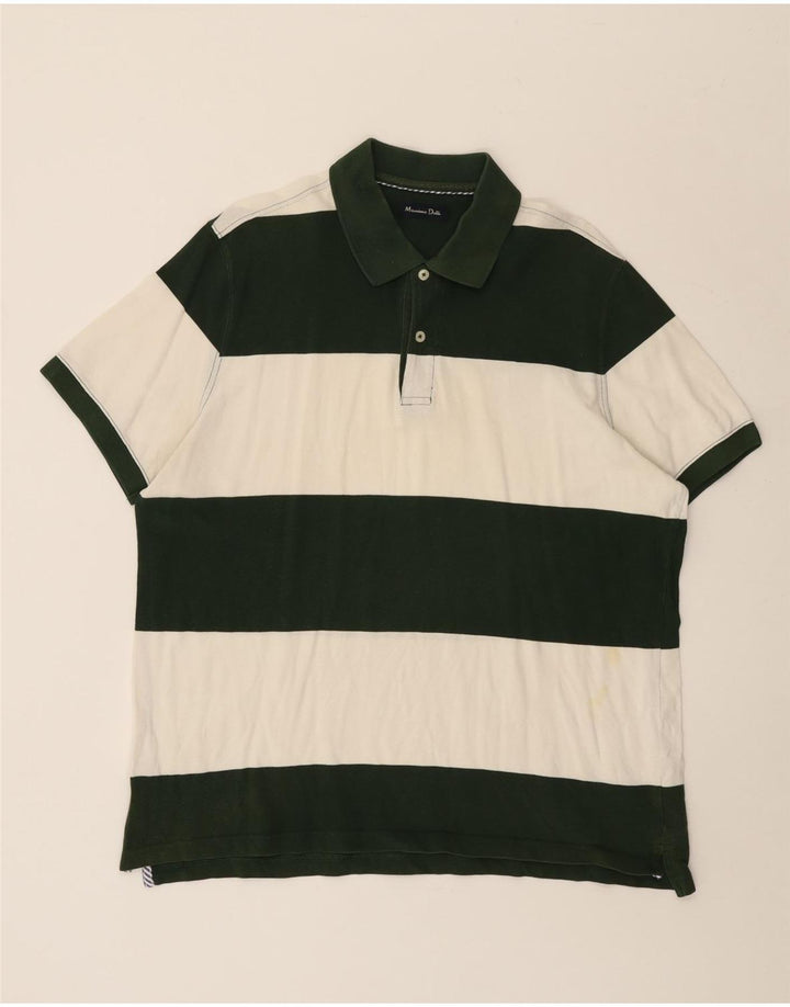 Polo da uomo Massimo Dutti in cotone a righe grandi verdi