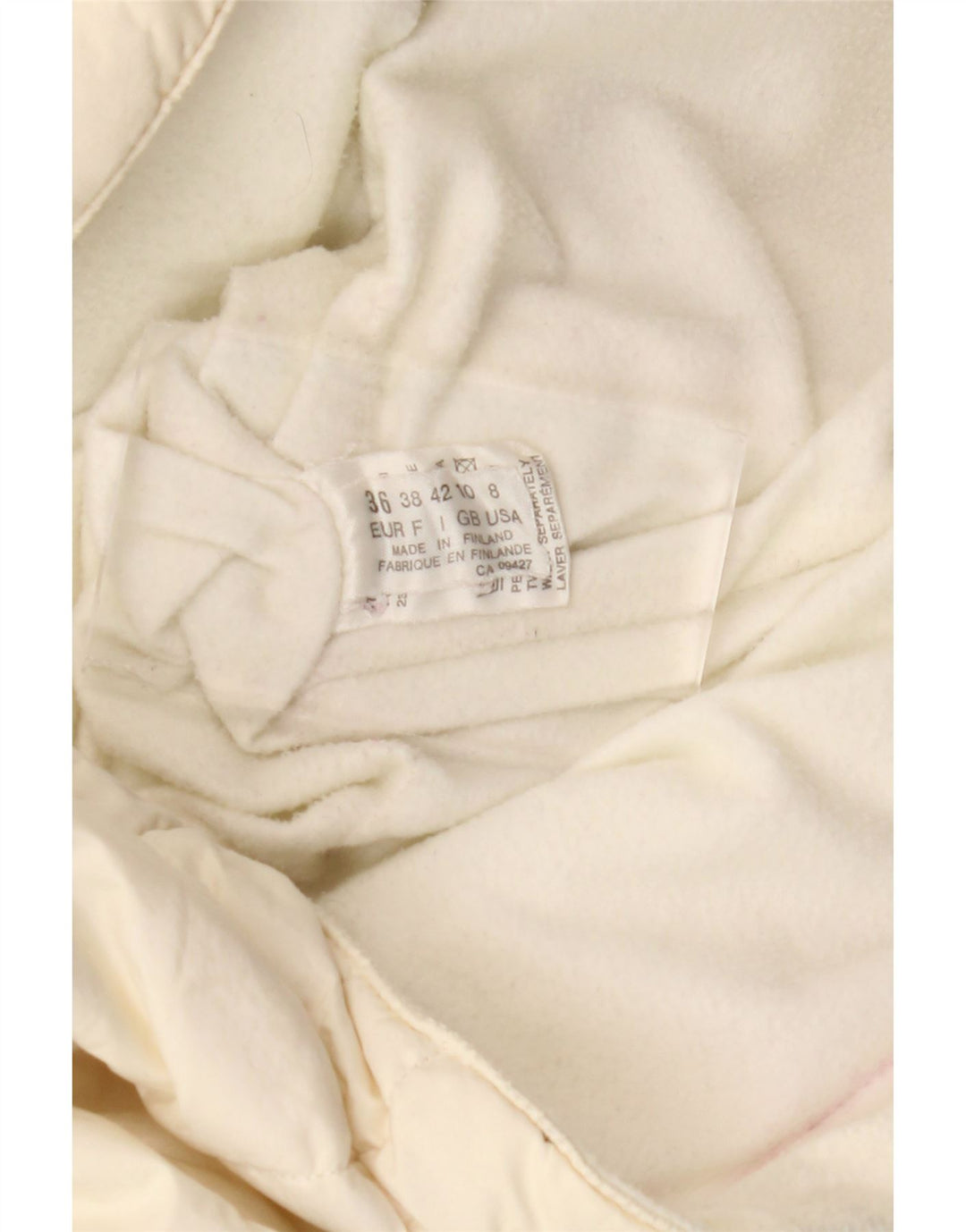 Cappotto imbottito oversize da donna vintage UK 10 piccolo poliestere Paisley bianco