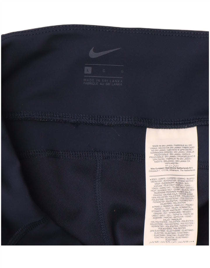 Leggings da donna Nike UK 14 Large Blu Navy Colourblock Poliestere