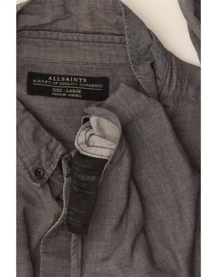 Camicia da uomo All Saints Large in cotone grigio