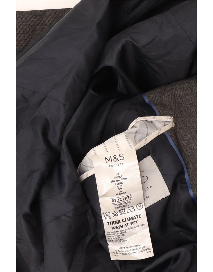 Giacca blazer a 2 bottoni Marks & Spencer da uomo UK 40 grande poliestere grigio
