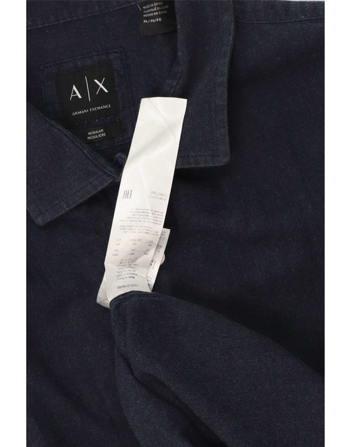 Camicia da uomo Armani Exchange XL in cotone blu navy