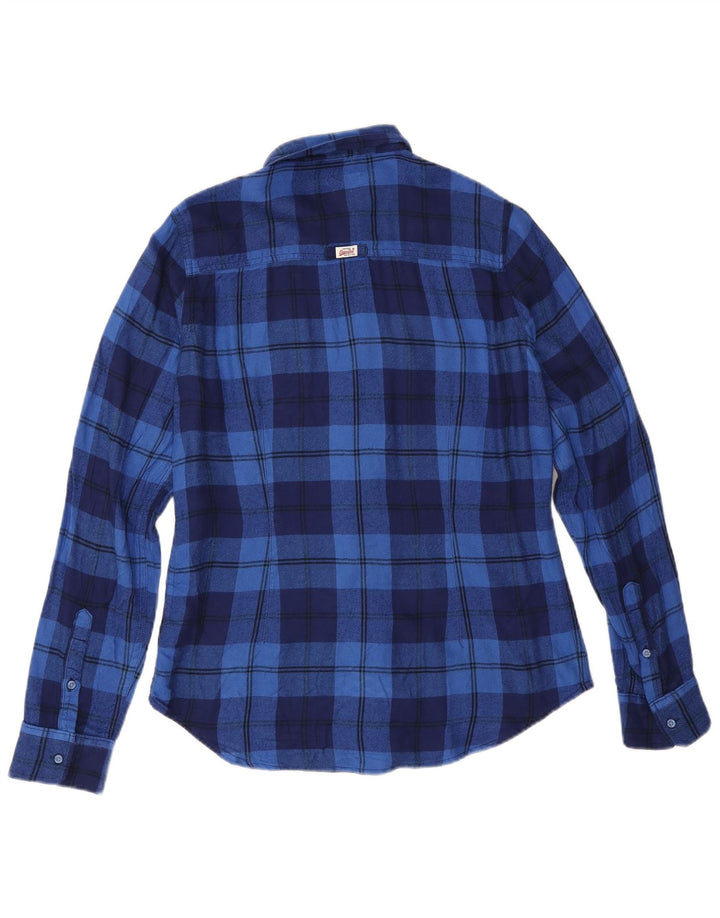 Camicia in flanella da donna Superdry UK 14 viscosa a quadri blu medio