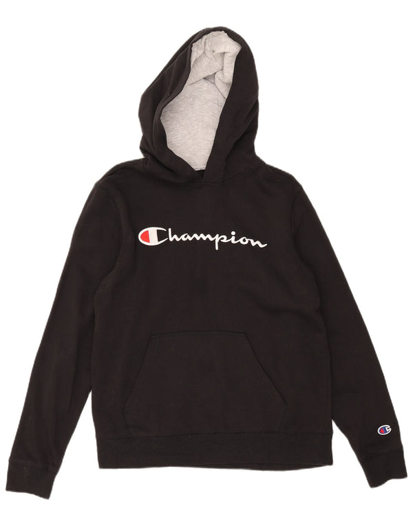 Felpa con cappuccio grafica da donna Champion UK 14 grande cotone nero