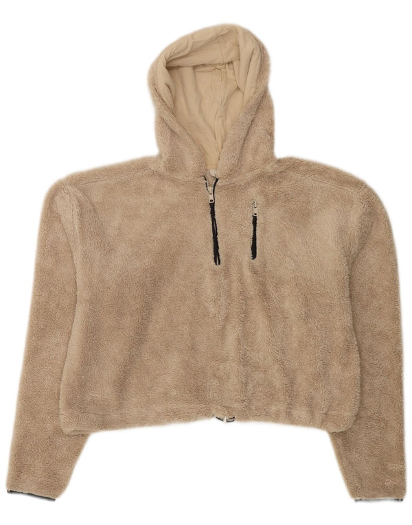 Maglione in pile da donna oversize con cappuccio e zip Topshop UK 8 piccolo Beige