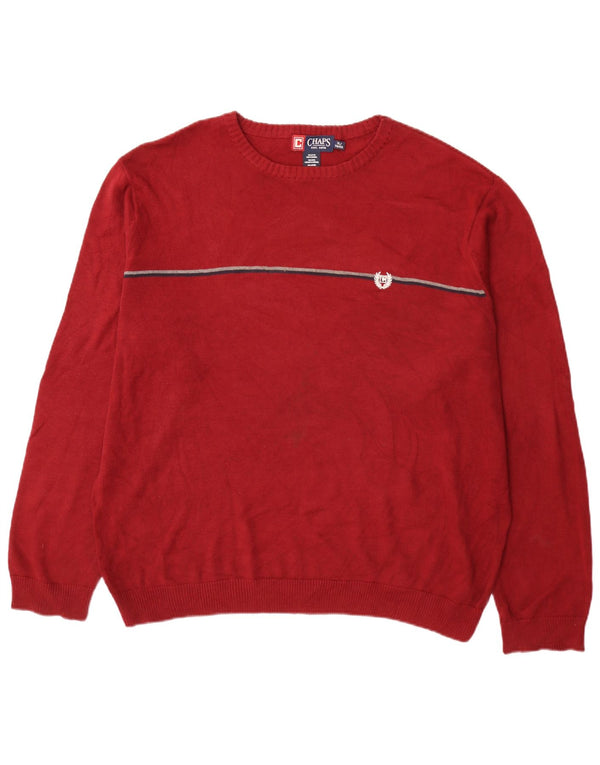 Chaps Uomo Maglione Girocollo Maglione XL Cotone a Righe Rosse