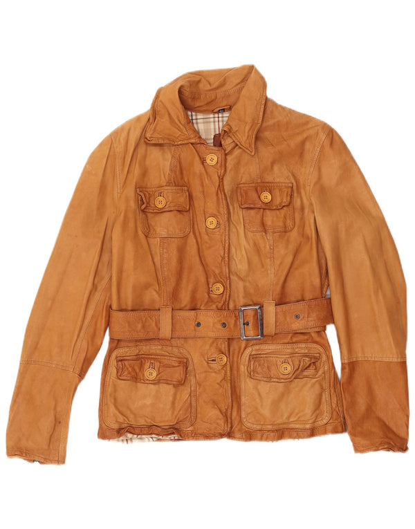 Giacca in pelle da donna vintage IT 46 grande in pelle marrone