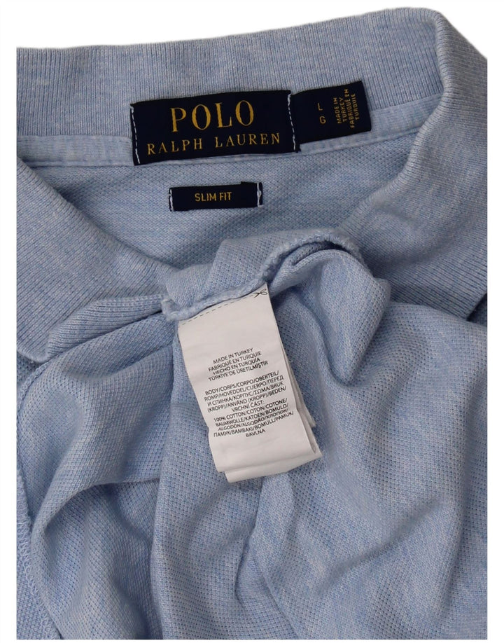 POLO RALPH LAUREN Polo da uomo slim fit grande in cotone chiazzato blu