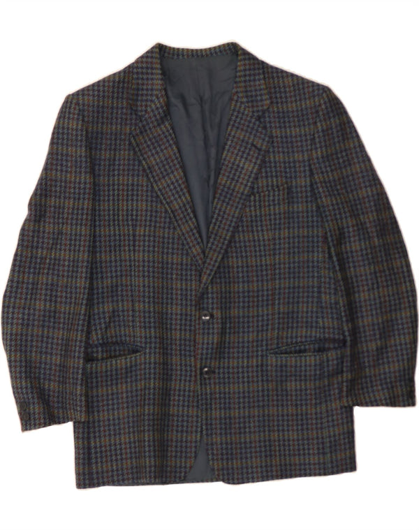 FERRARI Mens 2 Button Blazer Jacket UK 40 Large Navy Blue Houndstooth