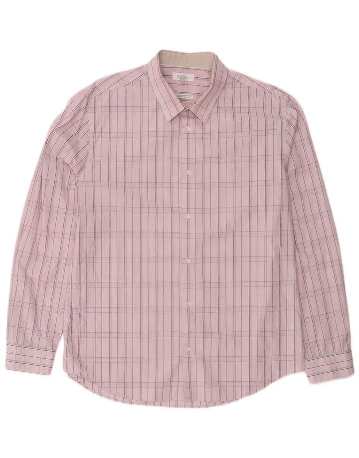 CALVIN KLEIN Camicia da uomo in cotone a quadri grandi rosa