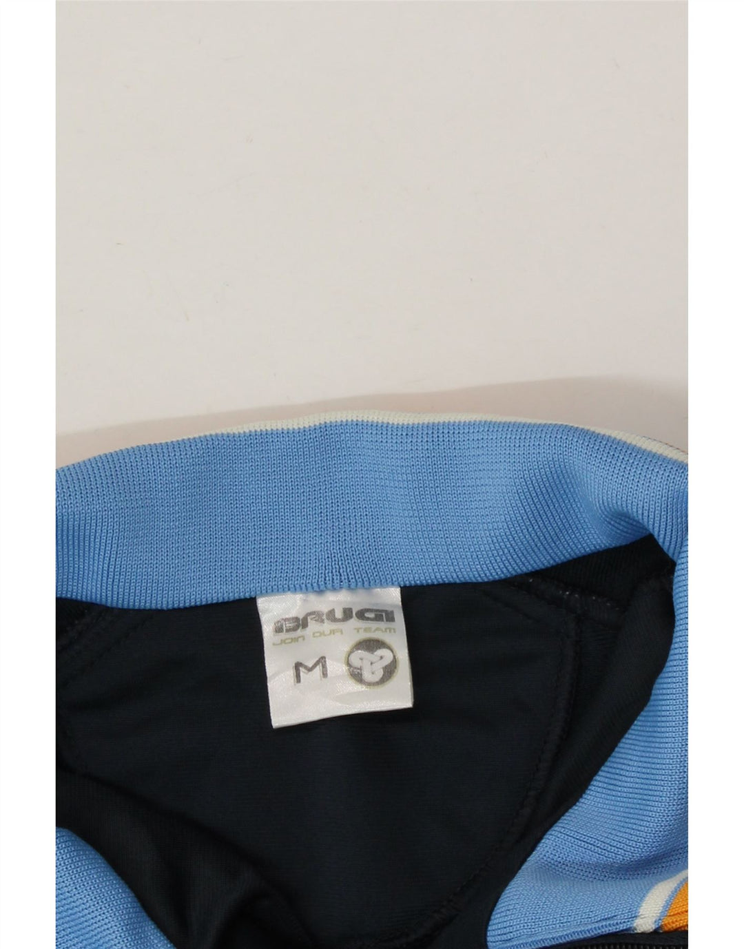 BRUGI Mens Tracksuit Top Jacket Medium Navy Blue Colourblock Polyester Vintage Brugi and Second-Hand Brugi from Messina Hembry 