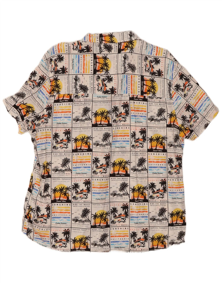 Camicia da uomo a maniche corte LIVERGY taglia 43/44 XL hawaiana in viscosa bianca