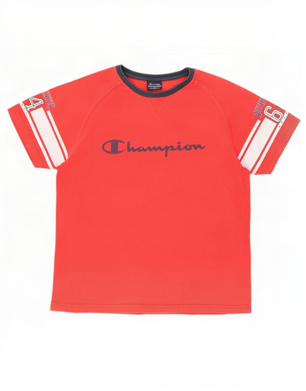 T-shirt grafica da donna Champion Top UK 14 Medium Red Colourblock