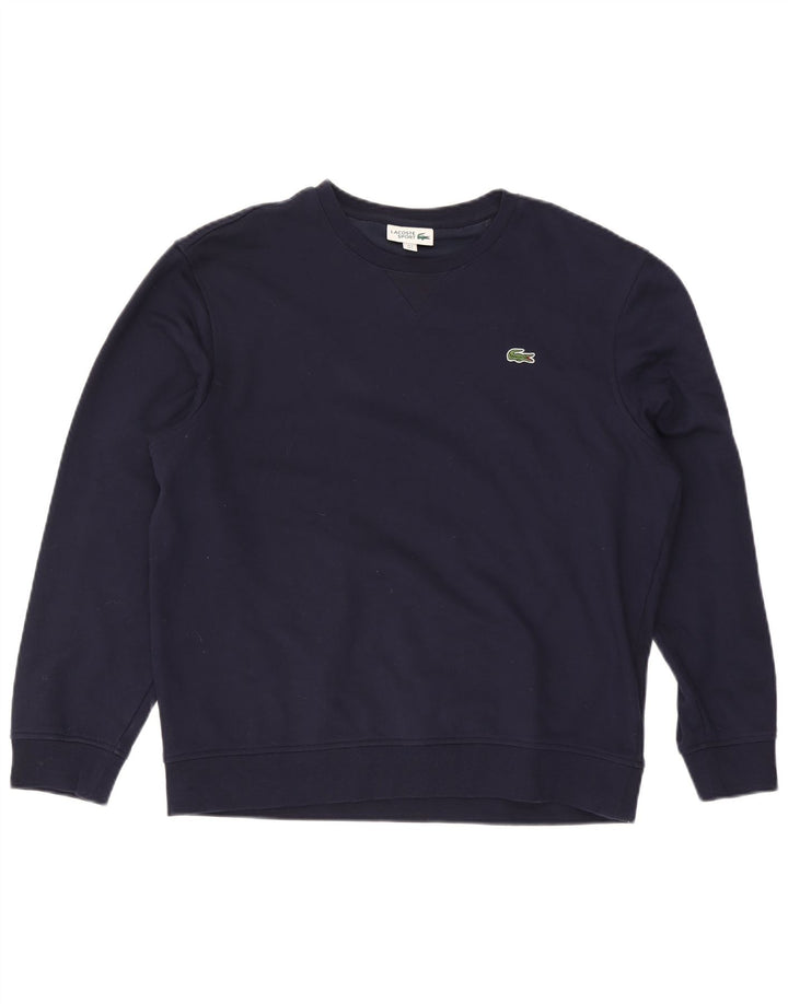 Felpa da uomo Lacoste maglione taglia 5 grande in cotone blu navy