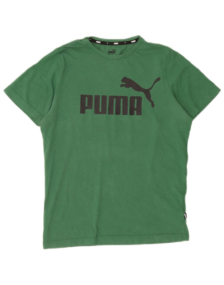 T-shirt grafica da uomo Puma Top Small in cotone verde