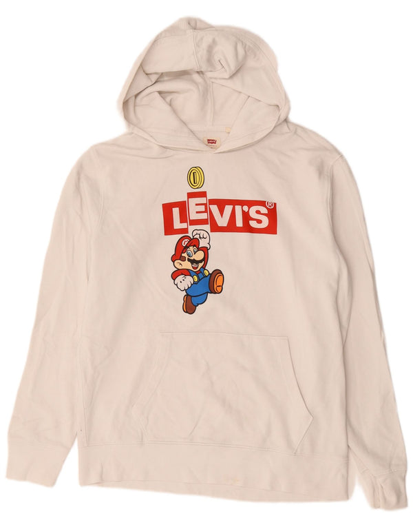 Levi's Felpa con cappuccio grafica Super Mario da uomo, piccola, in cotone bianco sporco