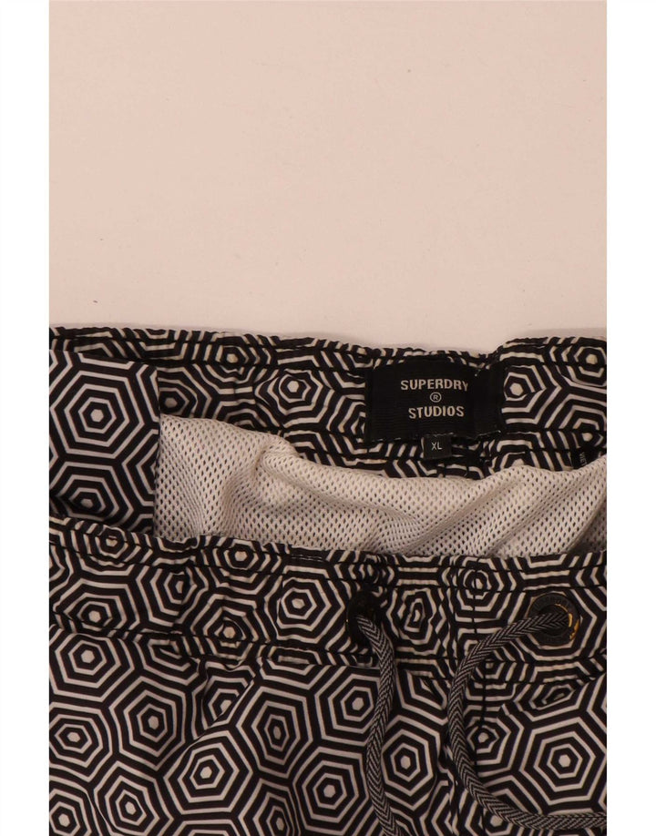 Pantaloncini da bagno da uomo Superdry XL poliestere geometrico nero