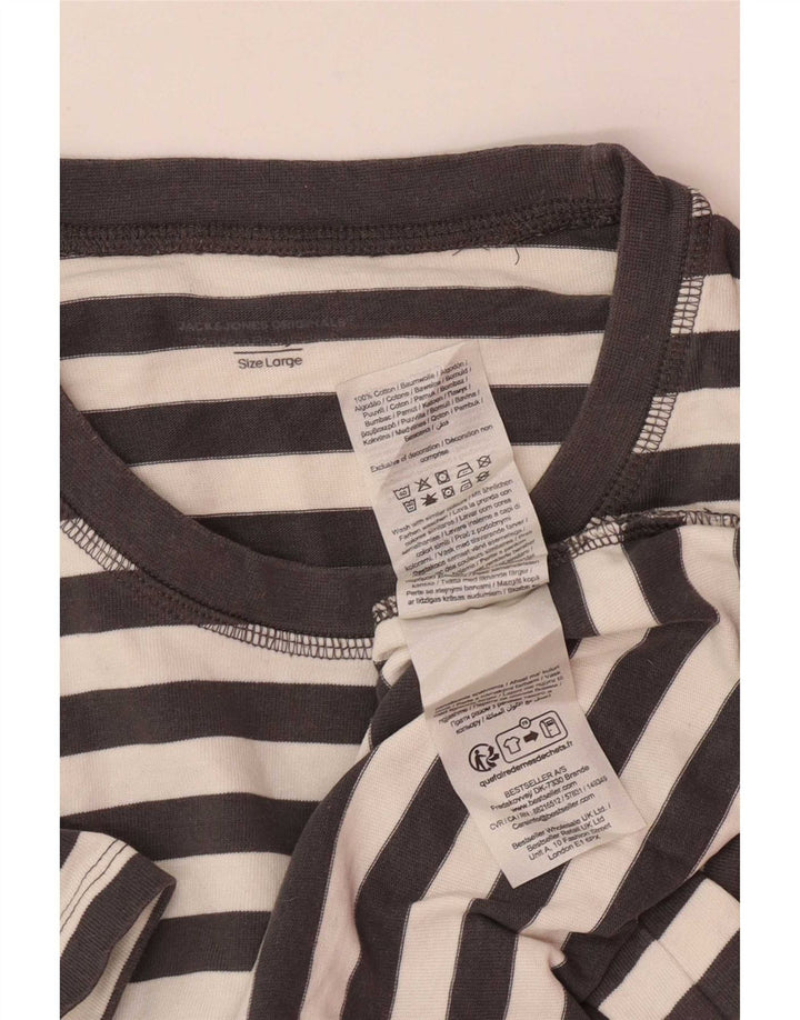 Jack & Jones T-shirt da uomo Top grande in cotone a righe grigie