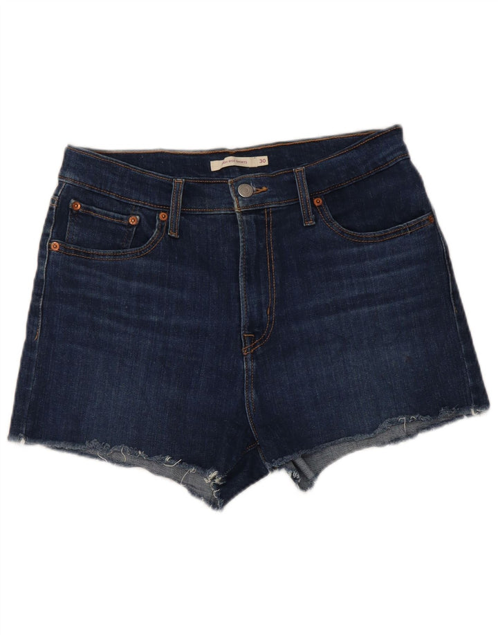 Pantaloncini di jeans a vita alta da donna Levi's W30 cotone blu medio