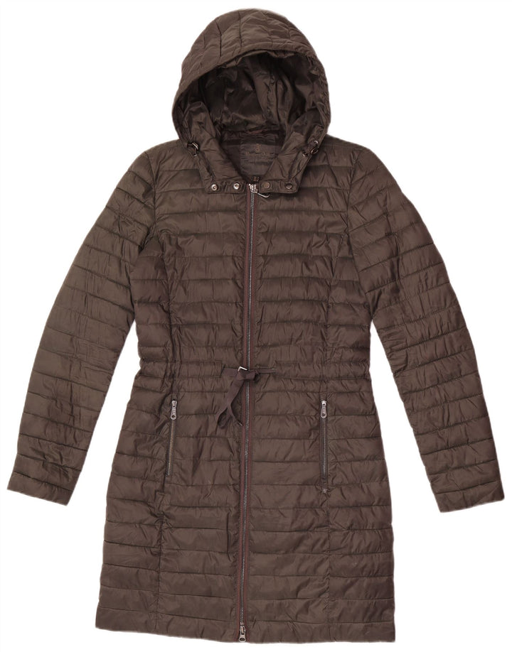 Cappotto imbottito con cappuccio da donna Massimo Dutti UK 10 piccolo poliestere kaki