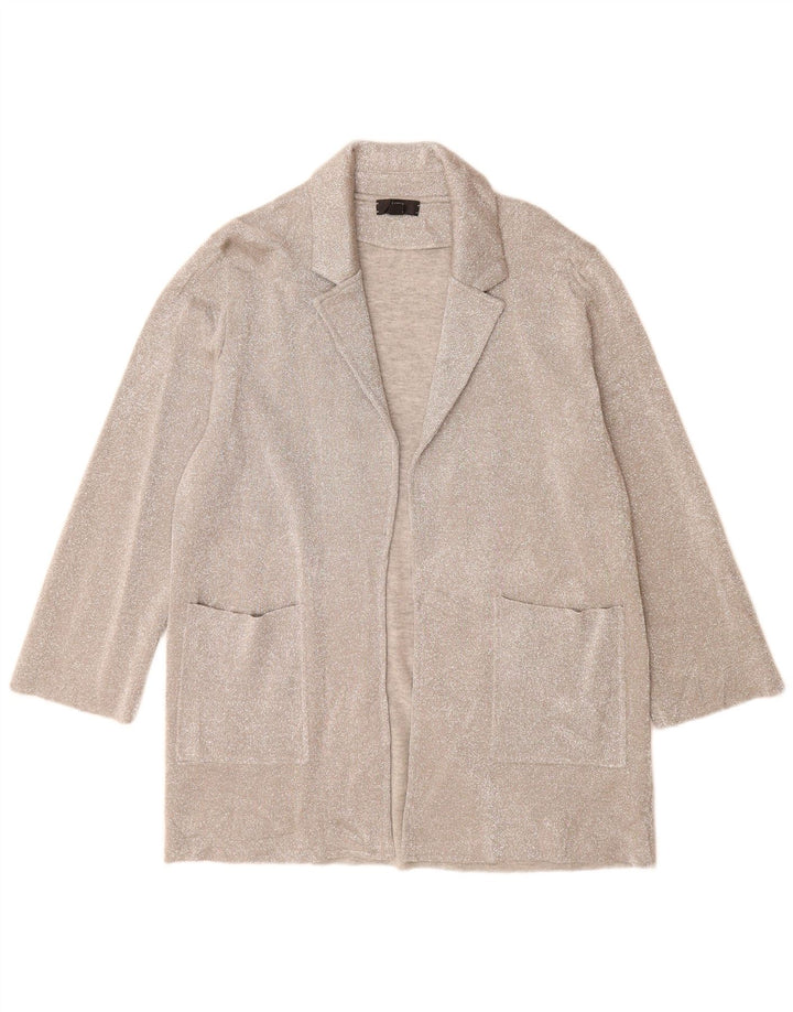 J. Crew Maglione cardigan aperto 365 da donna UK 14 Poliestere argento medio