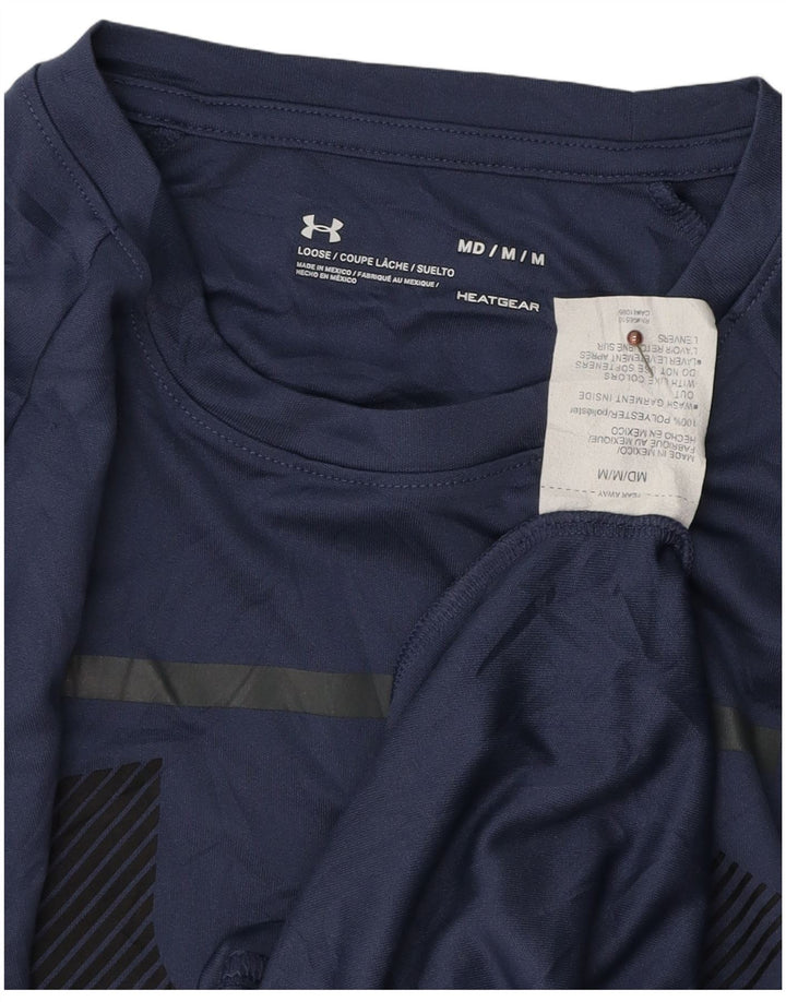 T-shirt grafica da uomo UNDER ARMOUR Heat Gear Top medio in poliestere blu navy