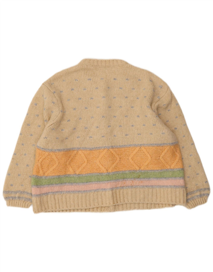 Maglione cardigan oversize da donna Zara UK 14 Acrilico geometrico beige medio