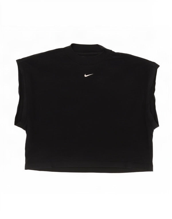 T-shirt corta oversize da donna Nike UK 14 cotone medio nero