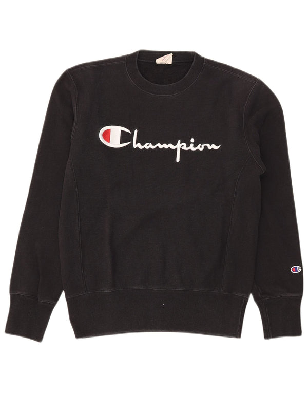 Felpa con grafica Champion Reverse Weave da uomo in cotone nero medio