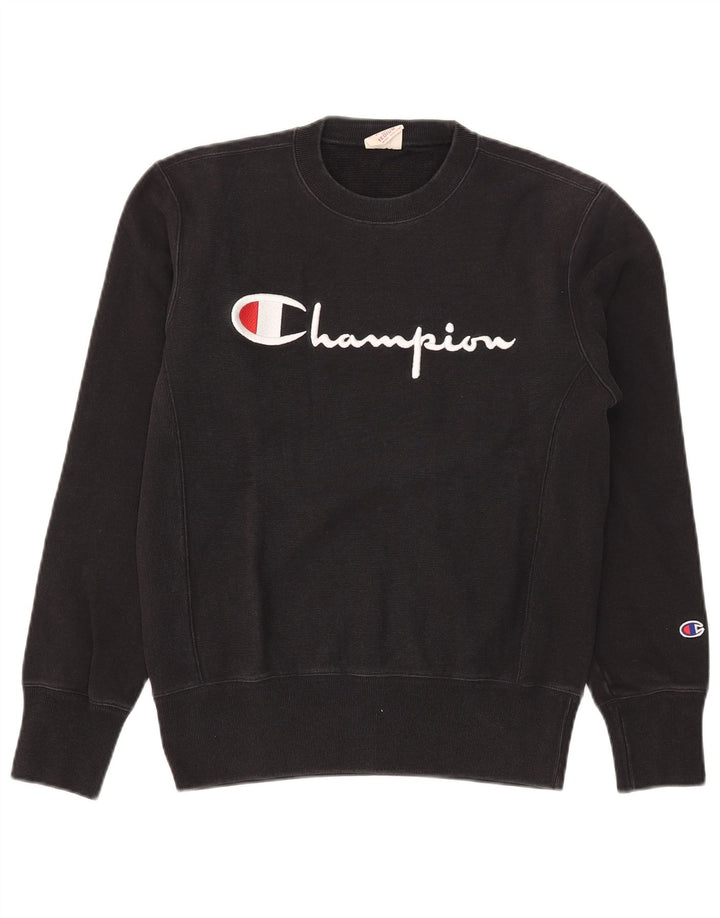 Felpa con grafica Champion Reverse Weave da uomo in cotone nero medio