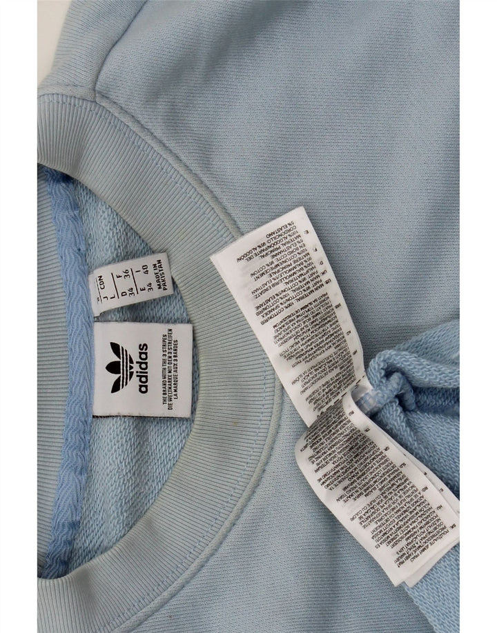 Felpa oversize con grafica da donna Adidas UK 8 piccola in cotone blu