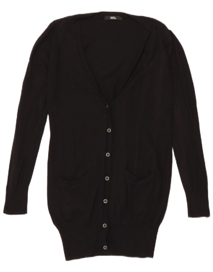 Maglione cardigan lungo da donna Marks & Spencer UK 8 piccolo in viscosa nera