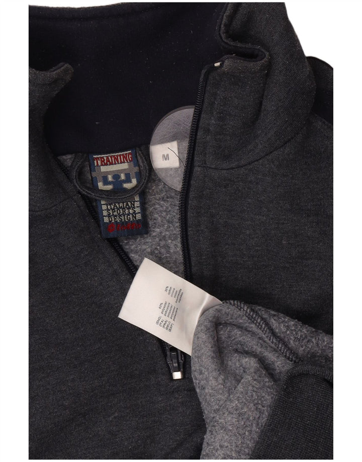 Felpa da uomo con collo grafico con zip Lotto Maglione grigio medio color block