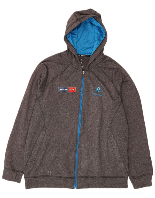 Felpa con cappuccio e zip grafica Adidas Climawarm da uomo XL in poliestere grigio