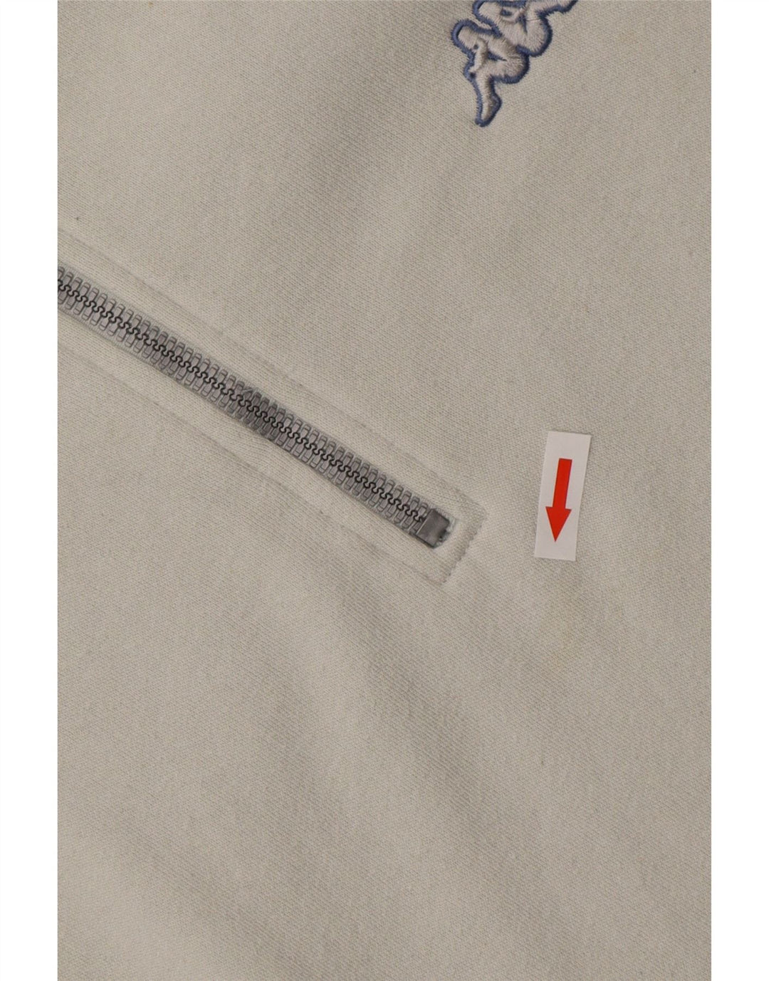 Felpa Kappa da uomo con zip e collo, maglione XL, cotone bianco sporco