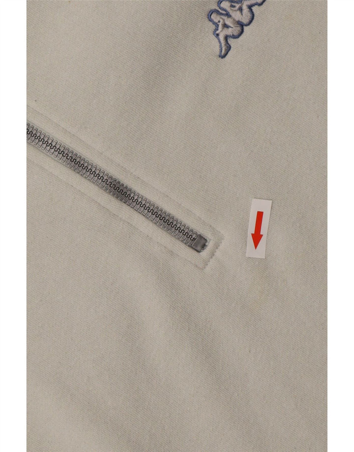 Felpa Kappa da uomo con zip e collo, maglione XL, cotone bianco sporco