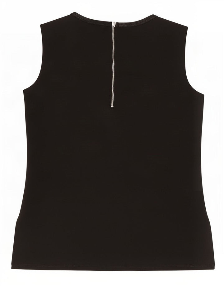 Top Zara senza maniche con grafica da donna, taglia UK 10, piccola, in poliestere nero