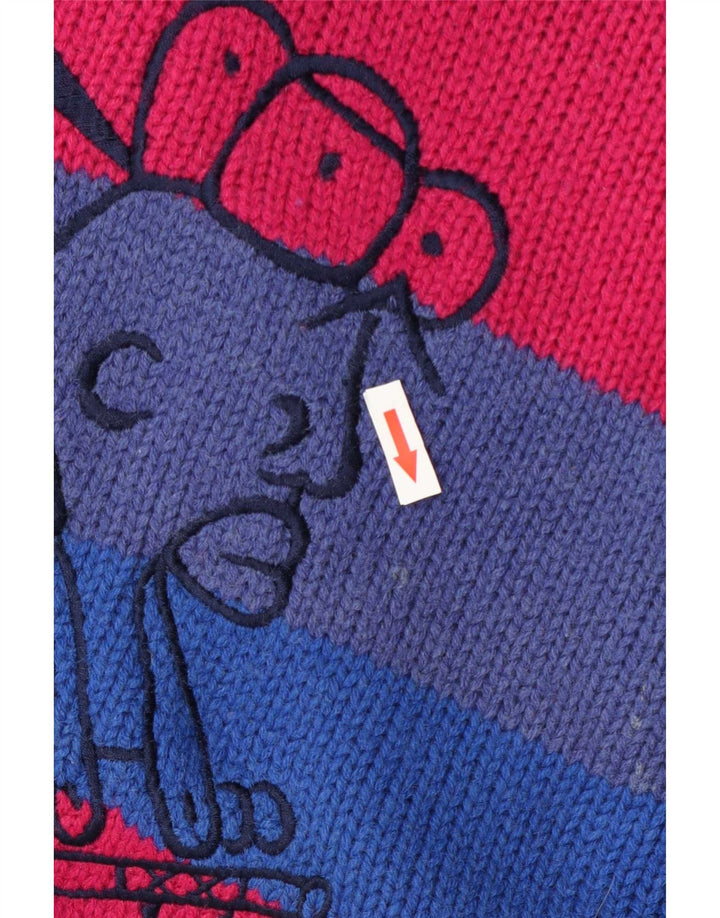 Maglione girocollo grafico da uomo vintage a righe grandi multicolori