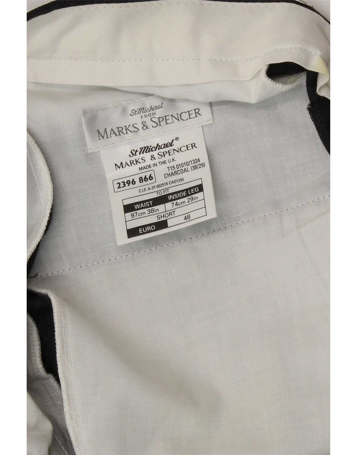 Pantaloni casual con pegged Marks & Spencer da uomo St. Michael W38 L29 in lana grigia