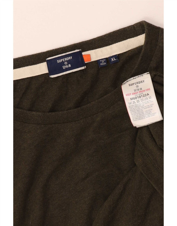 Top da uomo a maniche lunghe Superdry XL in cotone kaki