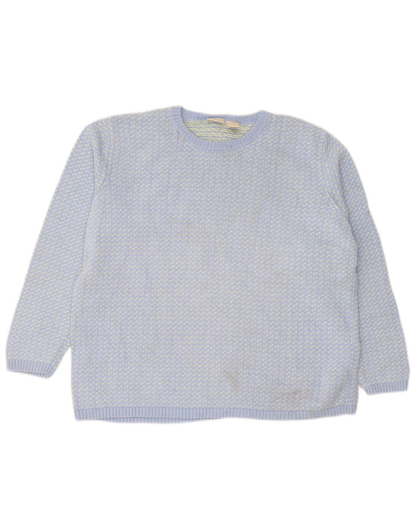 L.L.Bean maglione da donna con scollo a barca UK 18 XL cotone screziato blu