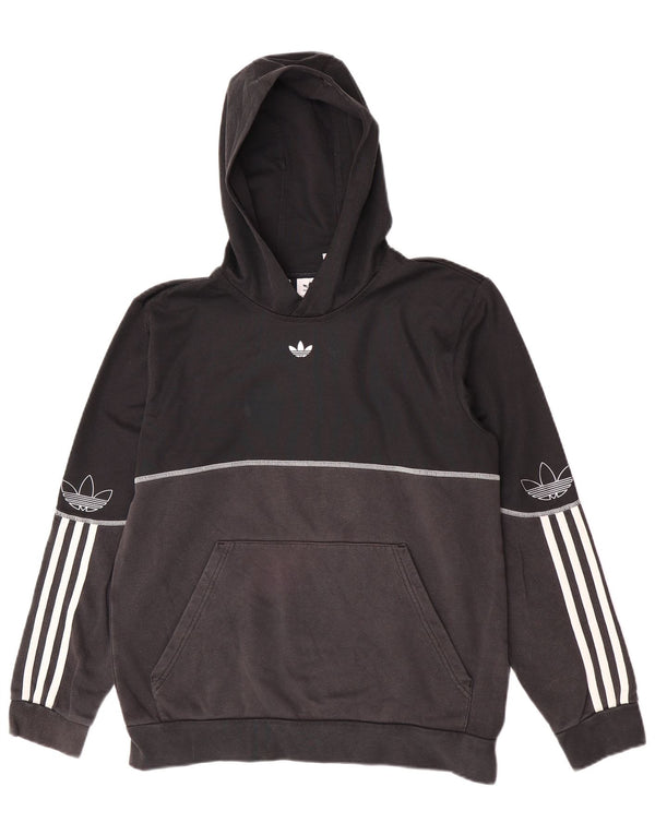 Felpa con cappuccio grafica Adidas da ragazzo 15-16 anni in cotone color block nero