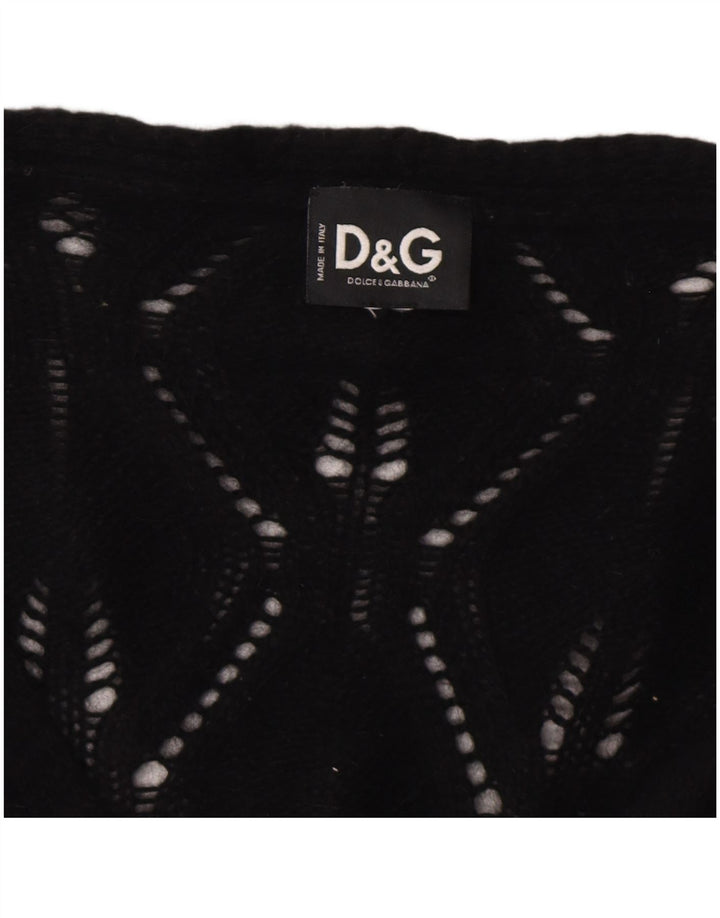 DOLCE & GABBANA Maglione cardigan da donna UK 8 Small Nero Poliammide