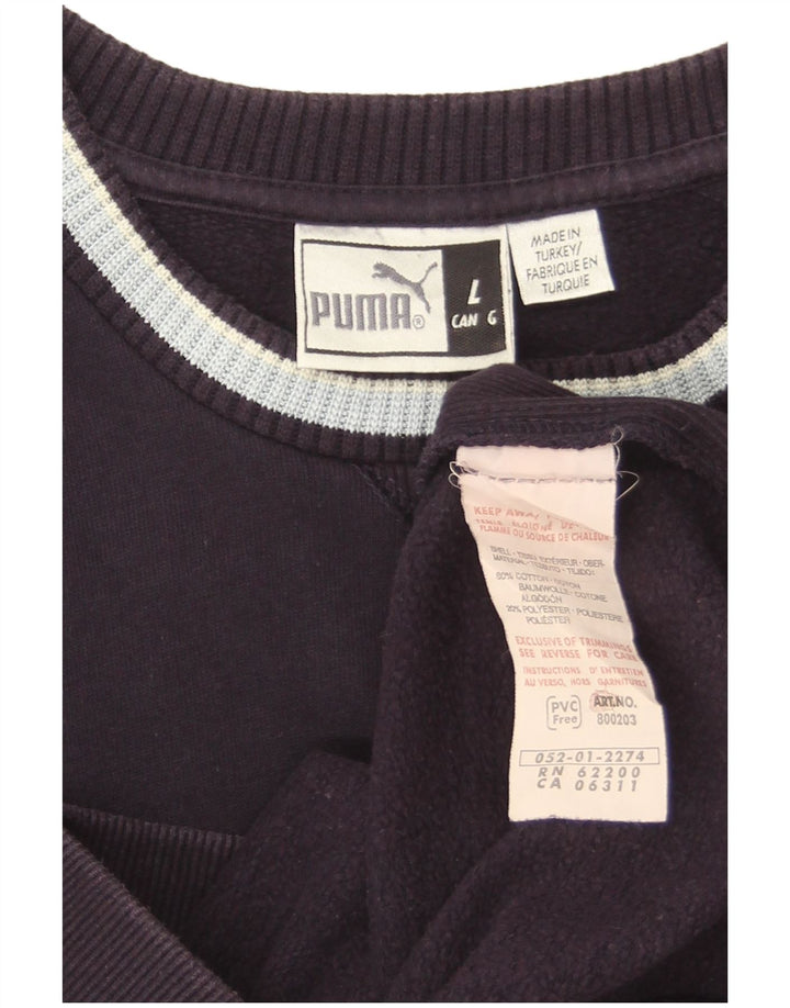 Felpa grafica da uomo Puma Maglione grande in cotone blu navy