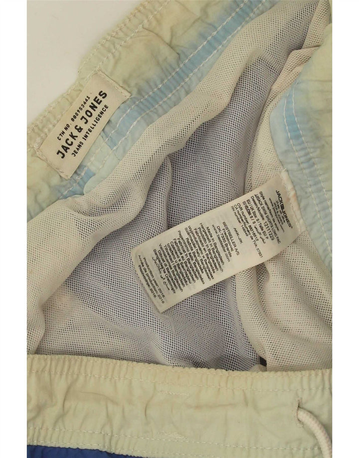 Pantaloncini da bagno grafici da uomo Jack & Jones piccoli in nylon color block blu