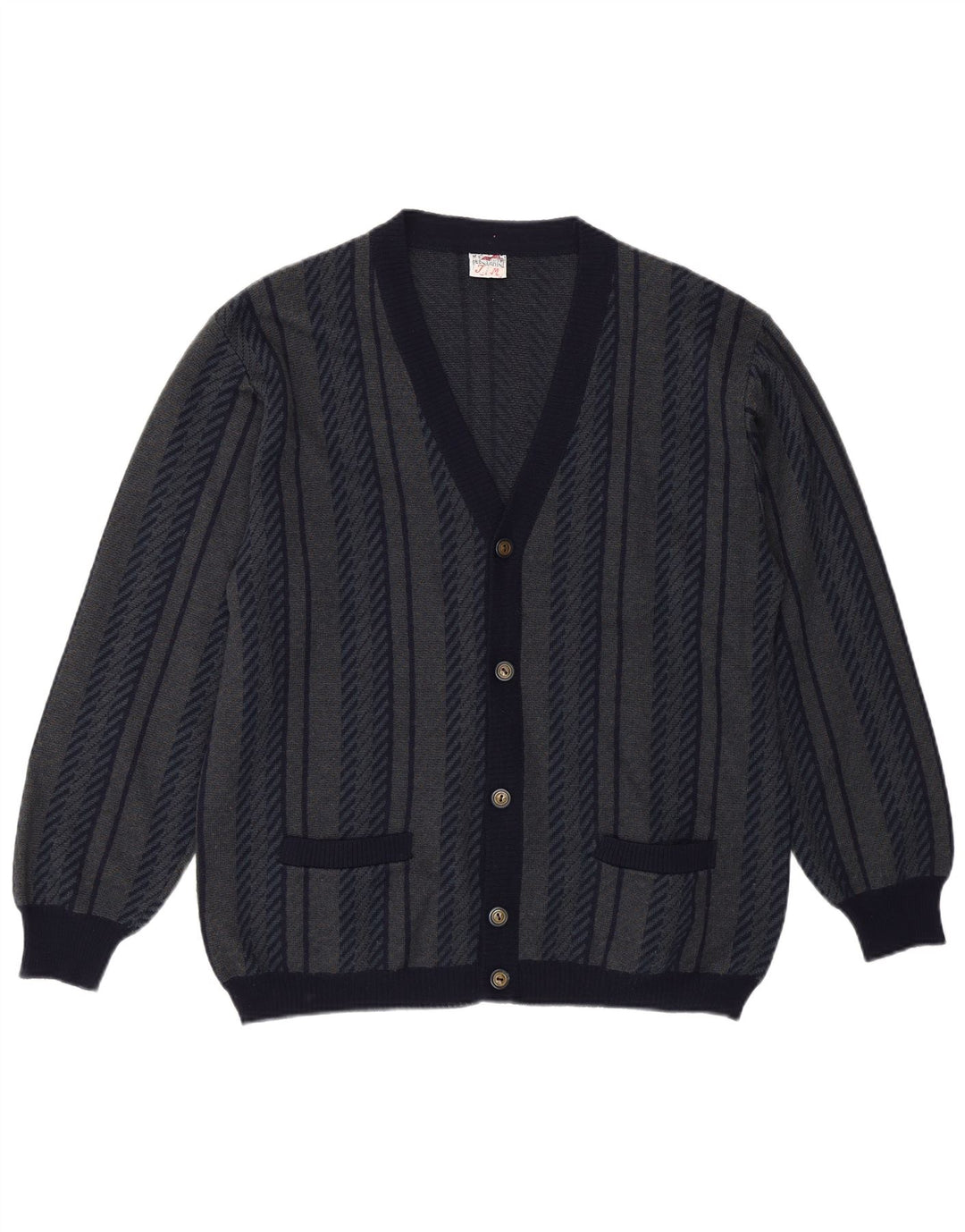 Maglione cardigan da uomo Bernardini piccolo blu navy geometrico