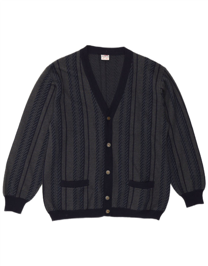 Maglione cardigan da uomo Bernardini piccolo blu navy geometrico