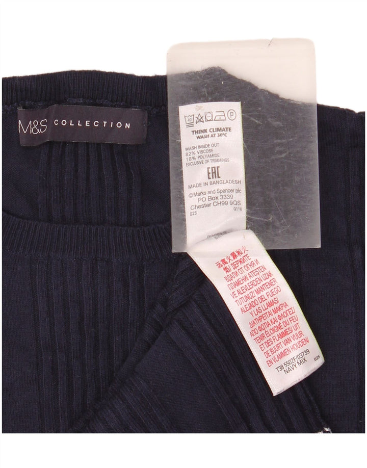 MARKS & SPENCER maglione maglione girocollo da donna UK 14 grande blu navy