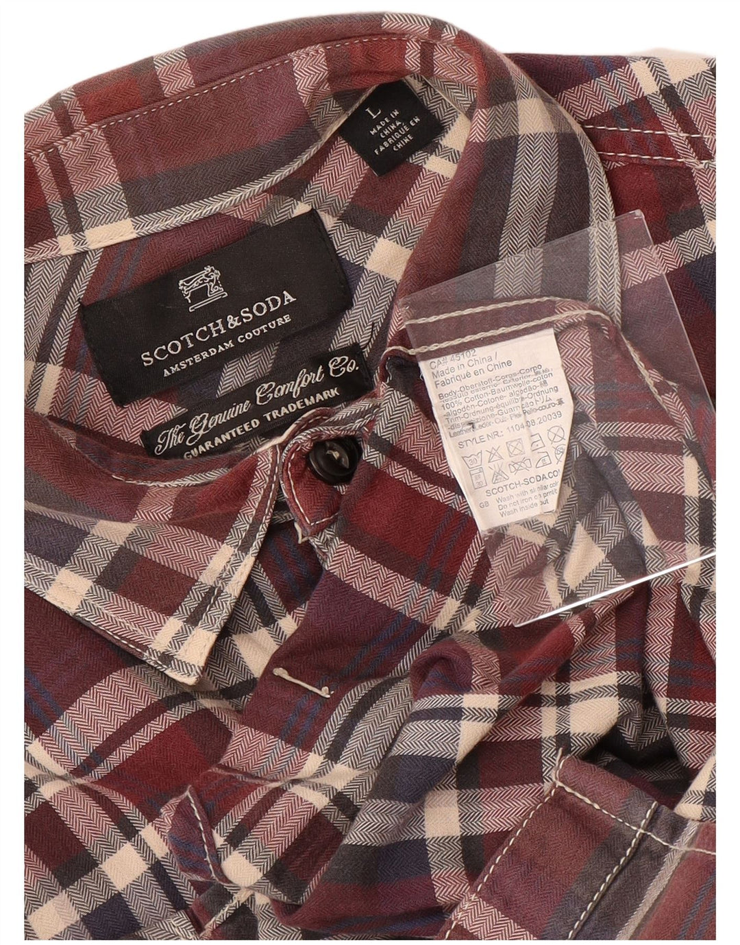SCOTCH & SODA Camicia da uomo in cotone a quadri marroni grandi