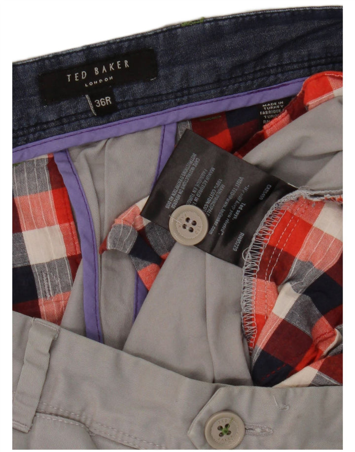 Pantaloni chino dritti da uomo Ted Baker W36 L31 cotone grigio